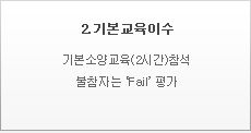 2.기본교육이수,기본소양교육(2시간)참석, 불참자는‘Fail’평가